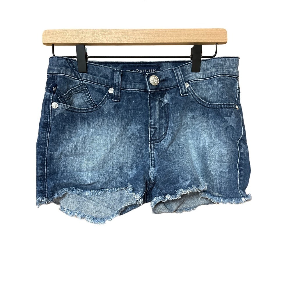 ROCK & REPUBLIC Lolita Denim Stars‎ Cut Off Raw Hem Stars Shorts Women’s Size 6